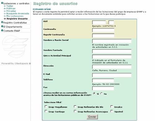 Para adquirir las bases de licitación deberá realizar lo siguiente Si usted NO es usuario registrado de nuestro sitio deberá registrarse en la sección