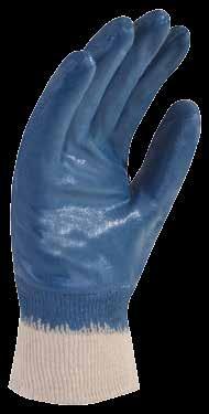 87-402 Guante de algodón con nitrilo en dorso y palma Fabricado de algodón con nitrilo en la palma y el dorso, puño tejido de