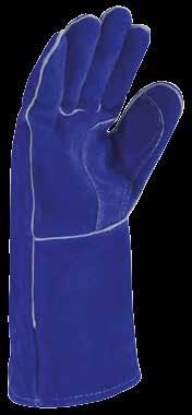 99-818 Guante king cobra azul Guante de carnaza de res azul, hilo Kevlar, forro de hule espuma y algodón, puño recto 14 pulgadas.
