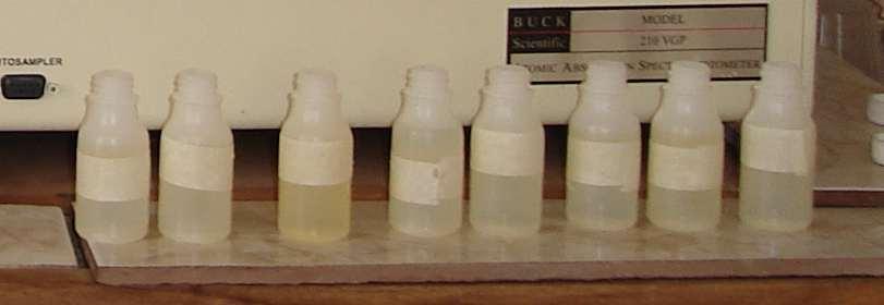 Procedimiento Las perlas con contenido de Au- Ag, se coloca en un tubo de ensayo de 15ml, luego se añade 3ml de ácido Nítrico (HNO 3 ) 71%, se coloca en baño maría, en un vaso de precipitación de