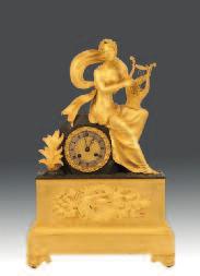 200 131 Reloj de sobremesa con guarnición, estilo Art Nouveau, Ppios. S. XX. Realizado en porcelana azul y blanca, y montura en bronce dorado.