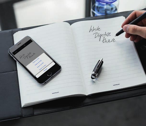 24 / 25 Montblanc Augmented Paper Lleve la belleza de la escritura a mano al mundo digital Como set único que incluye un cuaderno de papel con líneas y un esferógrafo Montblanc StarWalker en un