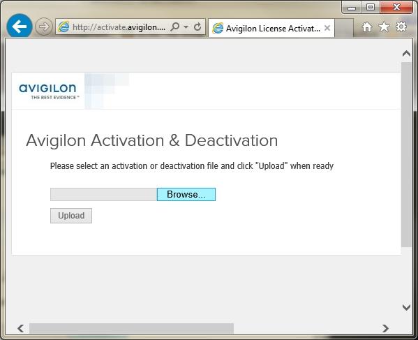 10. Abra un navegador web y vaya a http://activate.avigilon.com. Figura 2: The Página web de activación de licencias Avigilon 11.