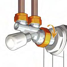 el fluidosale de radiador a través de la luz externa de la sonda (6) y mezclando el caudal by-pasado llega al radiador siguiente.