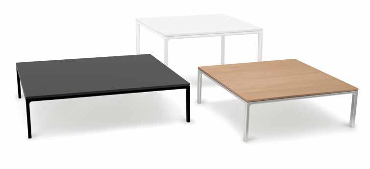 . ME 8522 Occasional table with 4 aluminum legs in black matte finish and lacquered top. Mesa ocasional con base de 4 patas de aluminio en acabado negro mate y sobre lacado.