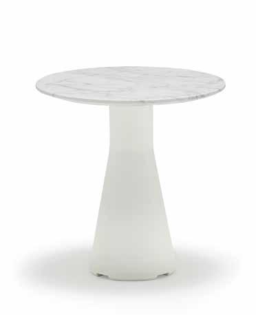 Reverse Occasional 55 b ME 5128 Polyethylene central base in matte white finish with marble top.