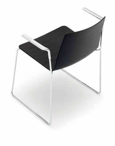 c SO 1301 Stackable thermo-polymer armchair. Steel sled base.