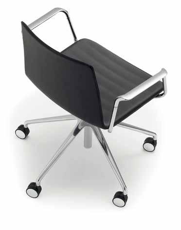 c SO 1307 Thermo-polymer armchair with black aluminum central swivel base with 5 casters, height