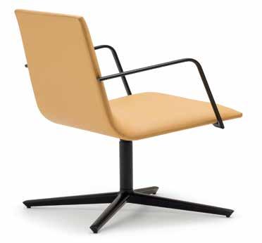 b BU 0783 Lounge chair. Upholstered seat and backrest. Four star central aluminum swivel base with return-system.