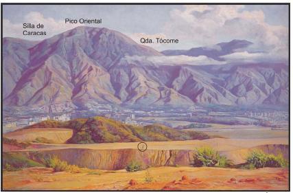 Figura 11. Pintura de Pedro Ángel González,1950 donde se muestran los movimientos de tierra en las colinas de Bello Monte Fuente: Tomado de Oropeza & Zambrano, 2007.