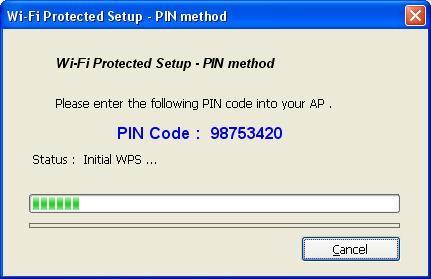 Si un punto de acceso inalámbrico con código PIN correcto se encuentra, se le conectará a ese punto de acceso. Presione el botón de configuración (PBC) 1.