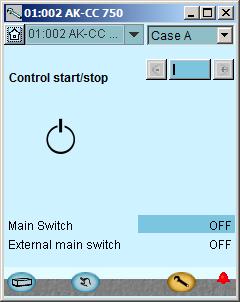 Primer arranque del controlador - continuación Arranque del controlador 1. Acceder a la pantalla de Arranque/Parada Pulse el botón azul de control manual situado en la parte inferior de la pantalla.