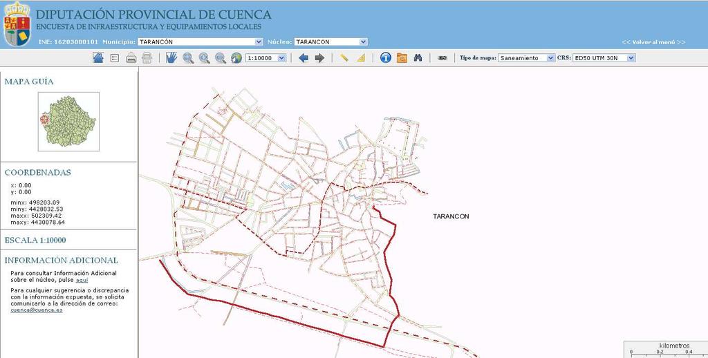 3.- VISOR CARTOGRÁFICO Cuando el usuario ha seleccionado un mapa, la aplicación muestra un visor que muestra la posición geográfica de las infraestructuras y equipamientos permitiendo interactuar con