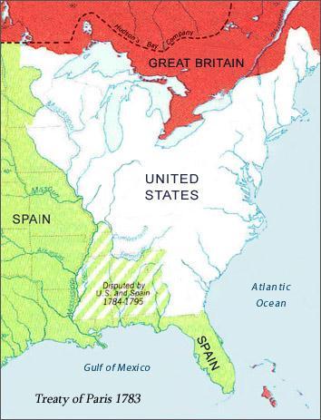 Acuerdos del Tratado de París Inglaterra reconocía la Independencia de las colonias americanas.