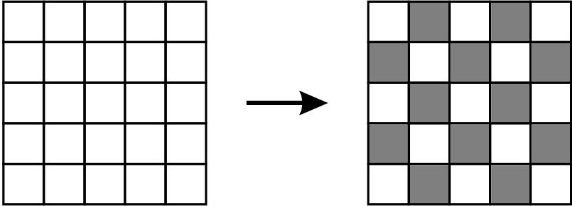 23. Un cuadrado de 5 5 se divide en 25 casillas. Inicialmente todas las casillas son blancas, como se muestra a la izquierda.