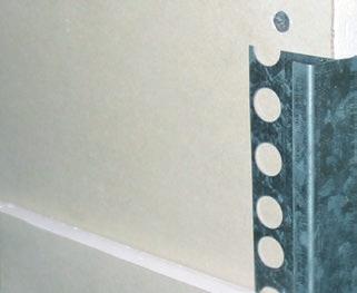 PERFILES DE CIERRE 5 Remate de chapa de acero galvanizado, con perforaciones de relleno, para placas de cartón-yeso de 9,5 mm y placas de fibra de yeso de mm.