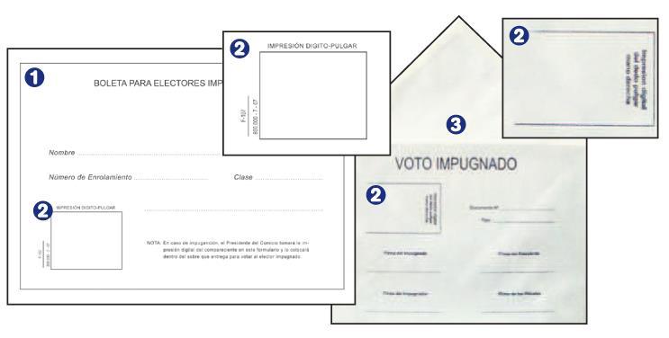 Voto de identidad impugnada PROCEDIMIENTO Coloque el formulario dentro del sobre de identidad impugnada y entrégueselo abierto al elector junto con un sobre común para el sufragio.