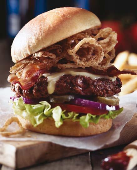 ... REALBURGERS avocado burger 182 grs $169 Jugosa hamburguesa cubierta con queso suizo, tocino y frescas rebanadas de aguacate. Servida con mayonesa de tomates secos en pan tostado.