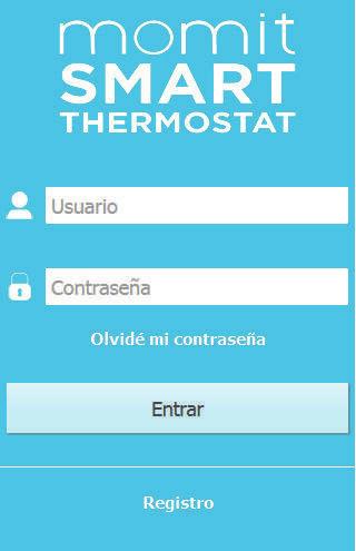 Asistente de registro momit Smart Thermostat 1 - Inicio de sesión En caso de