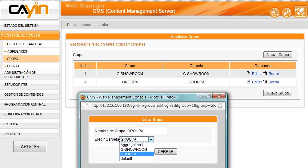 MANUAL DEL USUARIO 2-2-2 Edición de grupos Puede modificar la configuración del "Grupo". Siga estos pasos: 1.