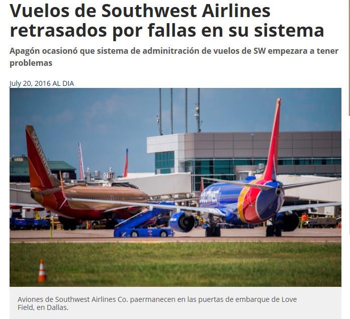 El caso de Southwest Airlines Southwest se disculpó por la molestia ocasionada a sus clientes y continuamente publicó actualizaciones en sus redes sociales a medida que la crisis se desarrollaba.