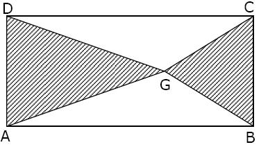 G es un punto cualquiera del interior del rectángulo ABCD de la figura. Se puede saber la medida del área de la región achurada si: (1) El perímetro del rectángulo ABCD mide 18.