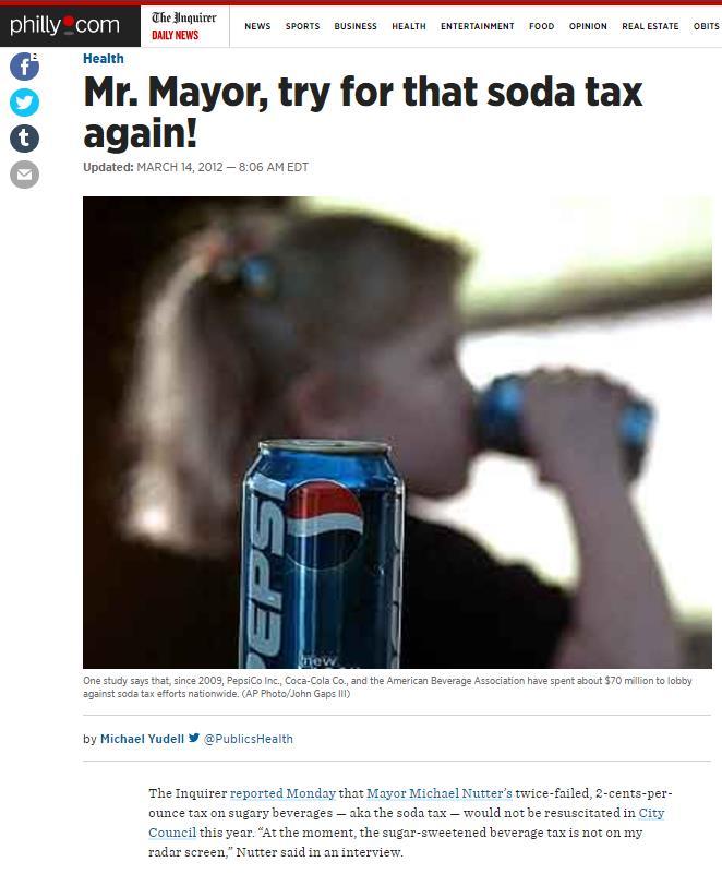 El Impuesto a Bebidas de Filadelfia La OMS ha recomendado