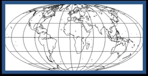 **Proyección Mollweide: La proyección de Mollweide (1805), conocida también con los nombres de Babinet, homolográfica y elíptica, se usa para mapas del mundo, es pseudocilíndrica y de áreas iguales.