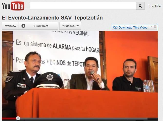 Video del lanzamiento del Sistema de Alerta Vecinal en el Municipio de Tepotzotlán Link: http://www.youtube.com/watch?