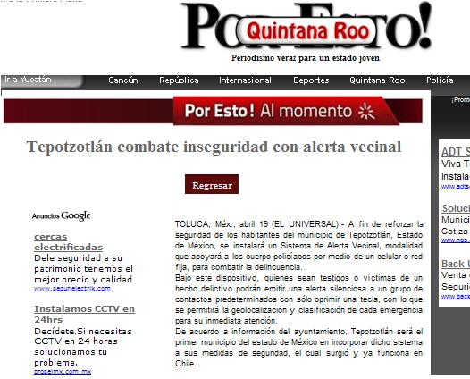 Tepotzotlán combate inseguridad con alerta vecinal http://www.poresto.net/ver_minamin.php?file=eum20120419_266294.xml&zona=qroo TOLUCA, Méx., abril 19 (EL UNIVERSAL).