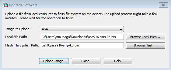 Haga clic en Buscar Flash... 5. Una ventana de diálogo de la memoria flash aparece con el nombre del archivo ingresado automáticamente.
