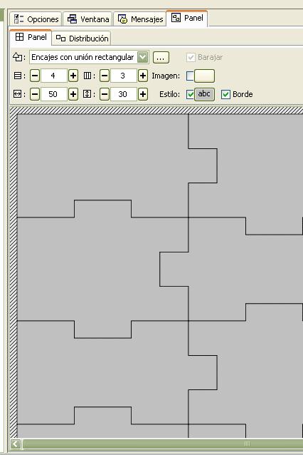 Permite editar el texto del puzzle. Permite seleccionar la imagen del puzzle. Determina la forma de los Número de filas que se desean. Número de columnas que se desean.