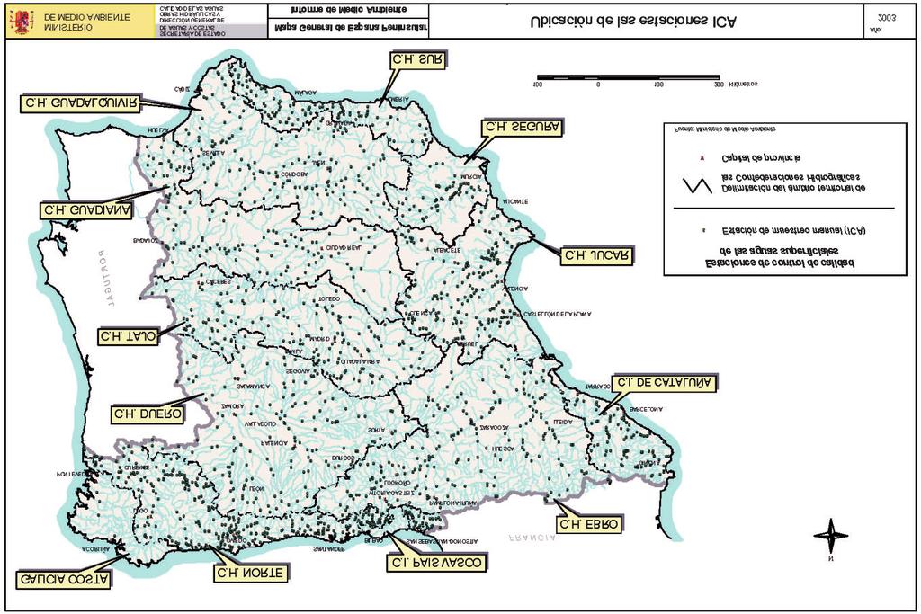 MEDIO AMBIENTE EN ESPAÑA. 2003 la componen está repartido entre las 9 cuencas hidrográficas.