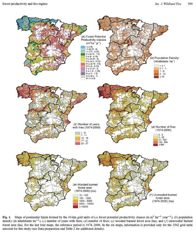 1. Régimen de incendios vs productividad (5/9) Recent fire regime in peninsular Spain in relation to forest potential
