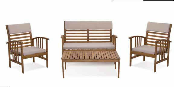 Mobiliario Conjunto sofá aluminio mod. Alhama 7 Compuesto por: Sofa 2 plazas + 2 sillones + mesa baja + cojines blancos de algodón de alta calidad.