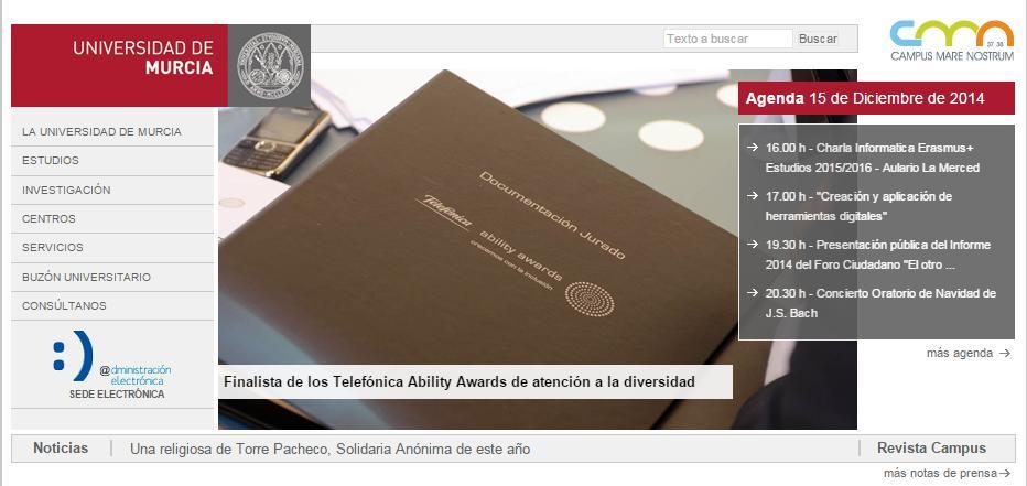 La Universidad de Murcia, finalista de los Telefónica Ability Awards de atención a la diversidad.
