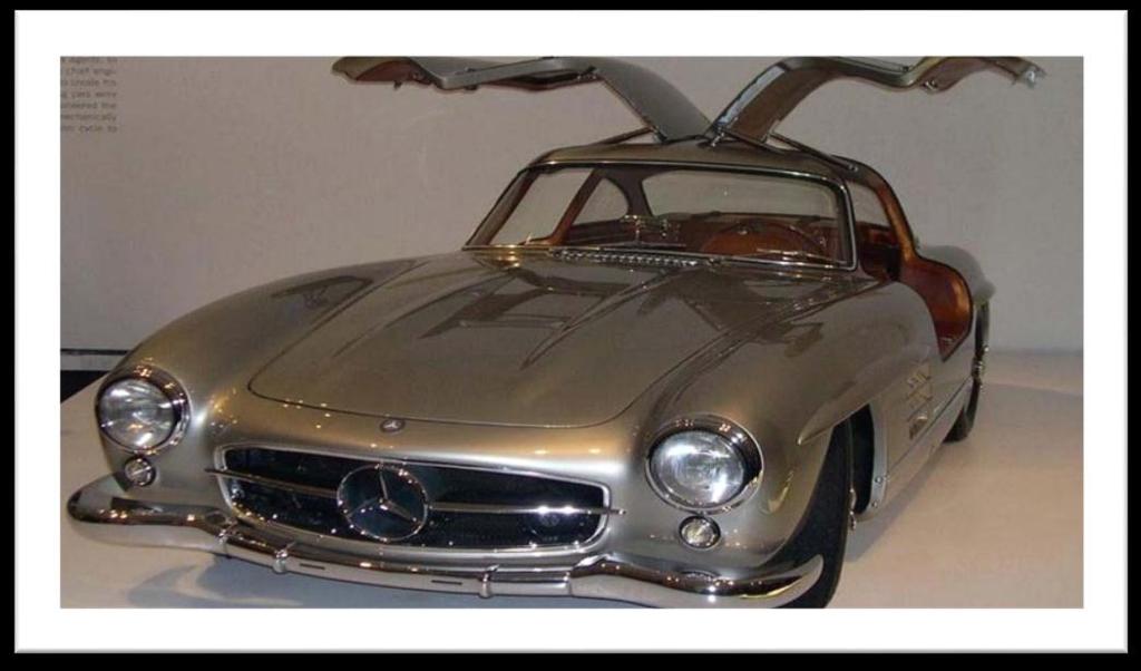 2. MERCEDES BENZ 300 SL "GULLWING" - gaviota de altos vuelos 1956-1959 Diseñador: Daimler-Benz (chasis de Rudolf Uhlenhaut) Surgido de un modelo de competición, el Mercedes 300 SL sigue considerado