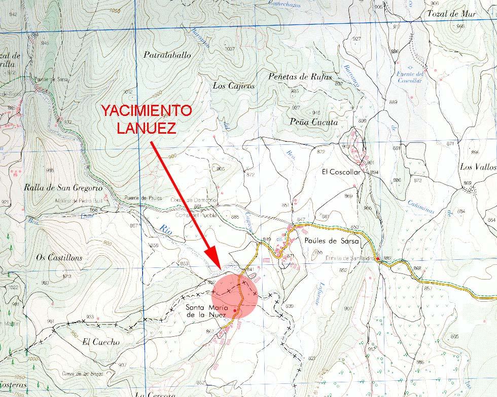 4. Cartografía y planos El yacimiento Santa María de Lanuez se localiza cartográficamente en la hoja 249 (Alquezar) del Mapa Topográfico de España (escala 1:50.