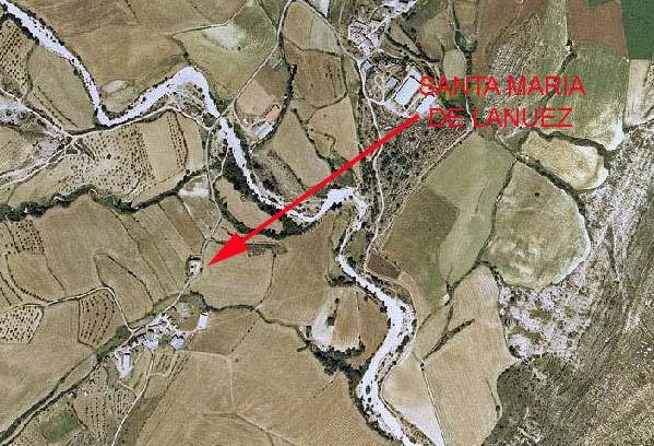 Foto aérea de la zona donde se encuentra el yacimiento Santa