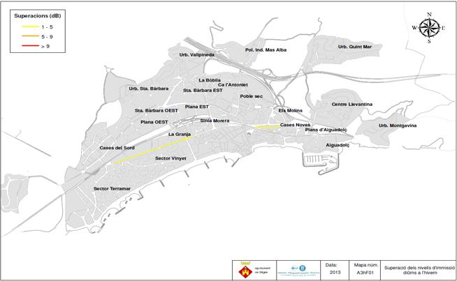 22 de 32 Mapa de Capacitat Acústica i actualització del Mapa de Soroll del municipi de Sitges amb plans d'actuació d'altres departaments o serveis de l Ajuntament implicats en la gestió