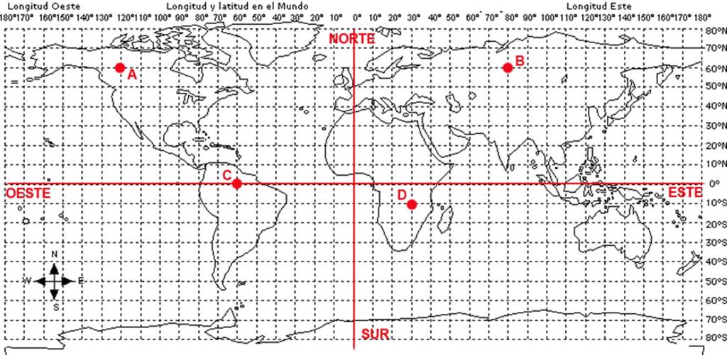 5 Para expresar las coordenadas geográficas de un lugar, primero se indica su latitud y luego la longitud.