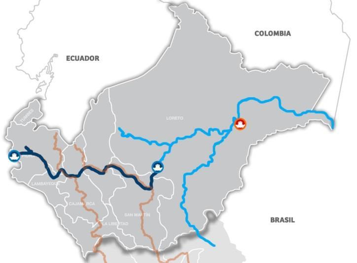 En Perú atraviesa las regiones de Piura, Lambayeque, Cajamarca, Amazonas, San Martín y Loreto favoreciendo el dinamismo comercial de la zona Nor oriental del Perú.