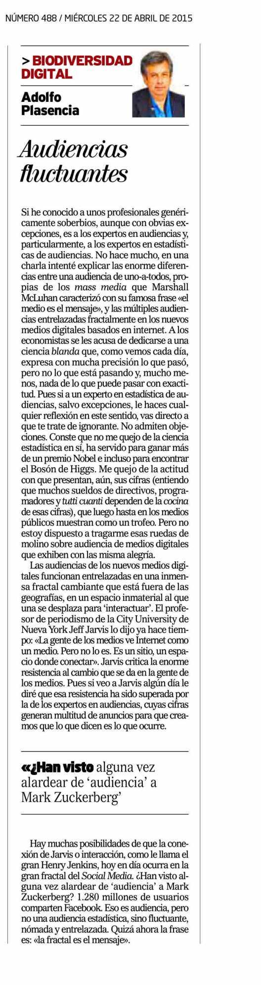 EL MUNDO (INNOVADORES) MADRID Prensa: Tirada: Difusión: Diaria 262.109 Ejemplares 176.715 Ejemplares Sección: OTROS Valor: 16.