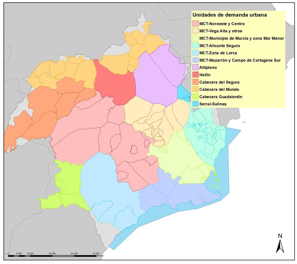 de Agua Figura 18. Unidades de demanda urbana definidas en la DHS Nota: Cartagena y La Unión están compartidas por la UDU-Valdelentisco y la UDU-Municipio de Murcia y Zona del Mar Menor. 4.1.2.