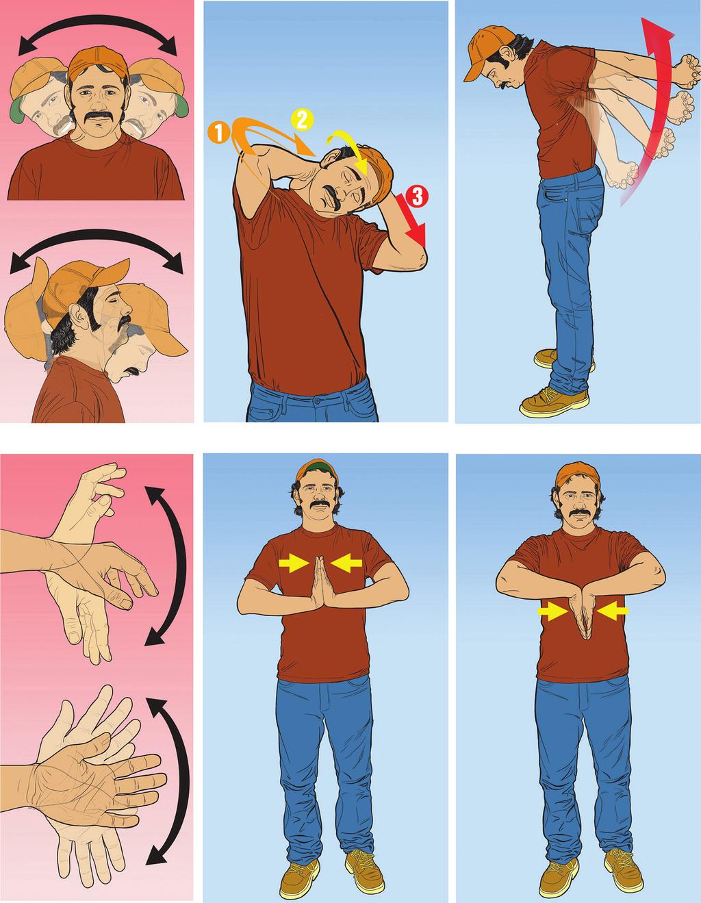 Si doblas o giras el cuello por mucho tiempo, haz estos estiramientos: 1- Tócate la base del cuello con una mano.