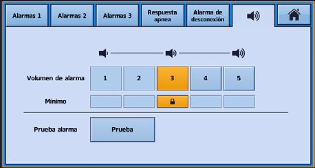Alarmas Configuración del volumen de la alarma El volumen del dispositivo Astral puede ajustarse de uno a cinco (cinco es el volumen más alto y tres, el predeterminado).