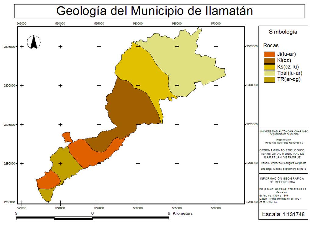 Fuente: Elaboración propia con dato de INEGI, carta geológica 1:1 000 000. Figura 5. Mapa de geología.