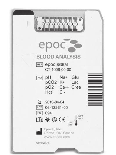Gasometría, electrolitos y metabolitos en un dispostivo portátil en la cabecera del paciente en cerca de 30 segundos El sistema de análisis de sangre Enterprise Point of Care (epoc ) es la única