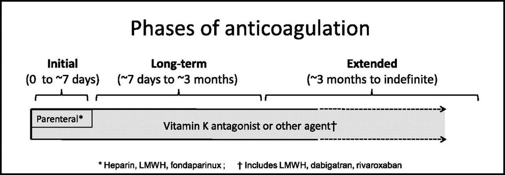 TRACTAMENT CONVENCIONAL. Phases of anticoagulation. Kearon C et al.