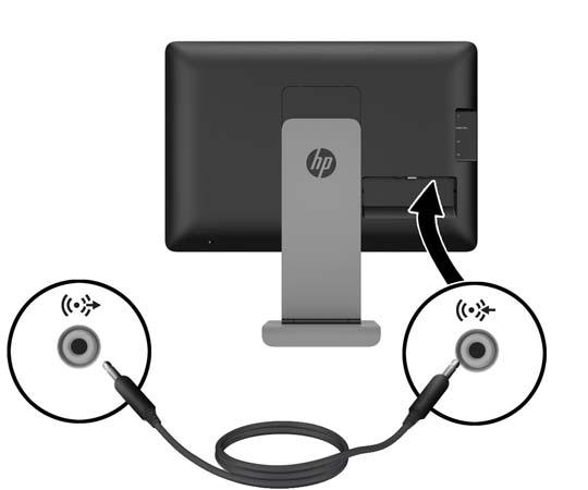 Conecte el cable de audio incluido al conector de entrada de audio en la parte